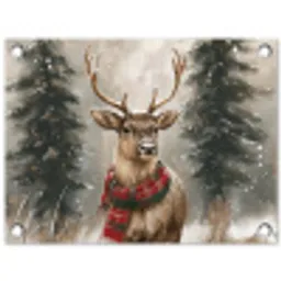 Winter - Bos - Rendier - Donker tuinposter los doek klein -3d