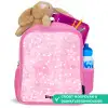 Roze glitter hartjes Kinderrugzak - Roze middel -inhoud_NL