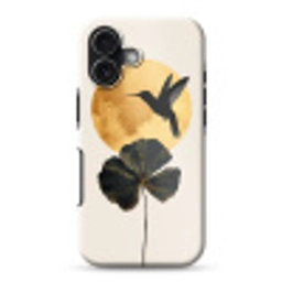 Zwarte kolibrie - Bloem - Gouden cirkel Toughcase MagSafe Apple iPhone 17 klein -3d