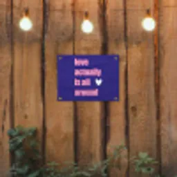 Tekst - Valentijn - Love - Blauw tuinposter los doek klein -sfeer1