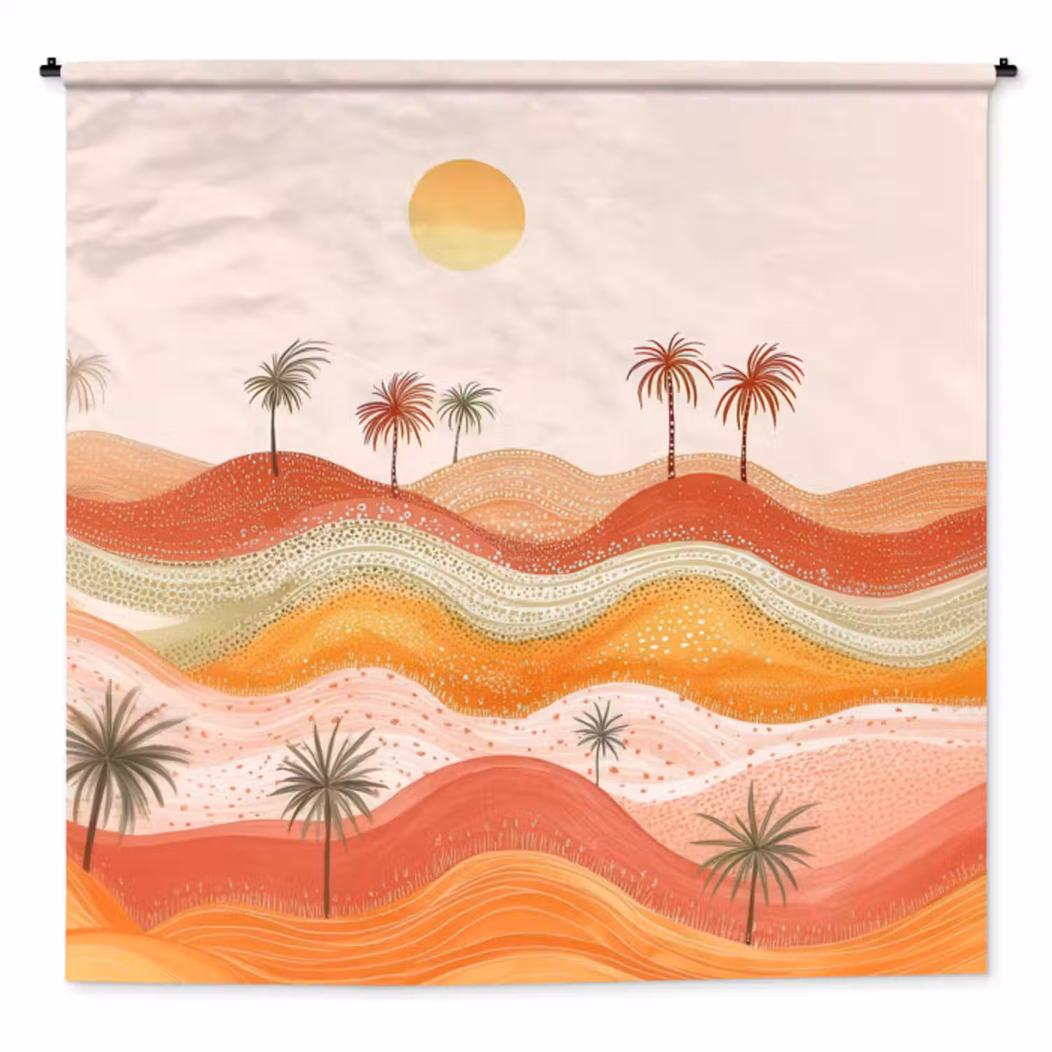Wandkleed - Abstract landschap - Palmbomen - Kleurrijk