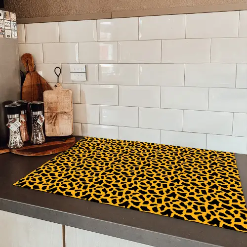 Zwart - Vlekken - Oranje - Dier Inductie beschermer vinyl 3mm klein 276 -sfeer3