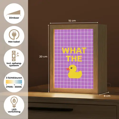 Tekst - Eend - Paars Light Box met kabel (Tafellamp) klein -USP_NL
