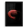 Garnaal - Rood - Dieren fotolijst zwart zonder passe partout klein -3d