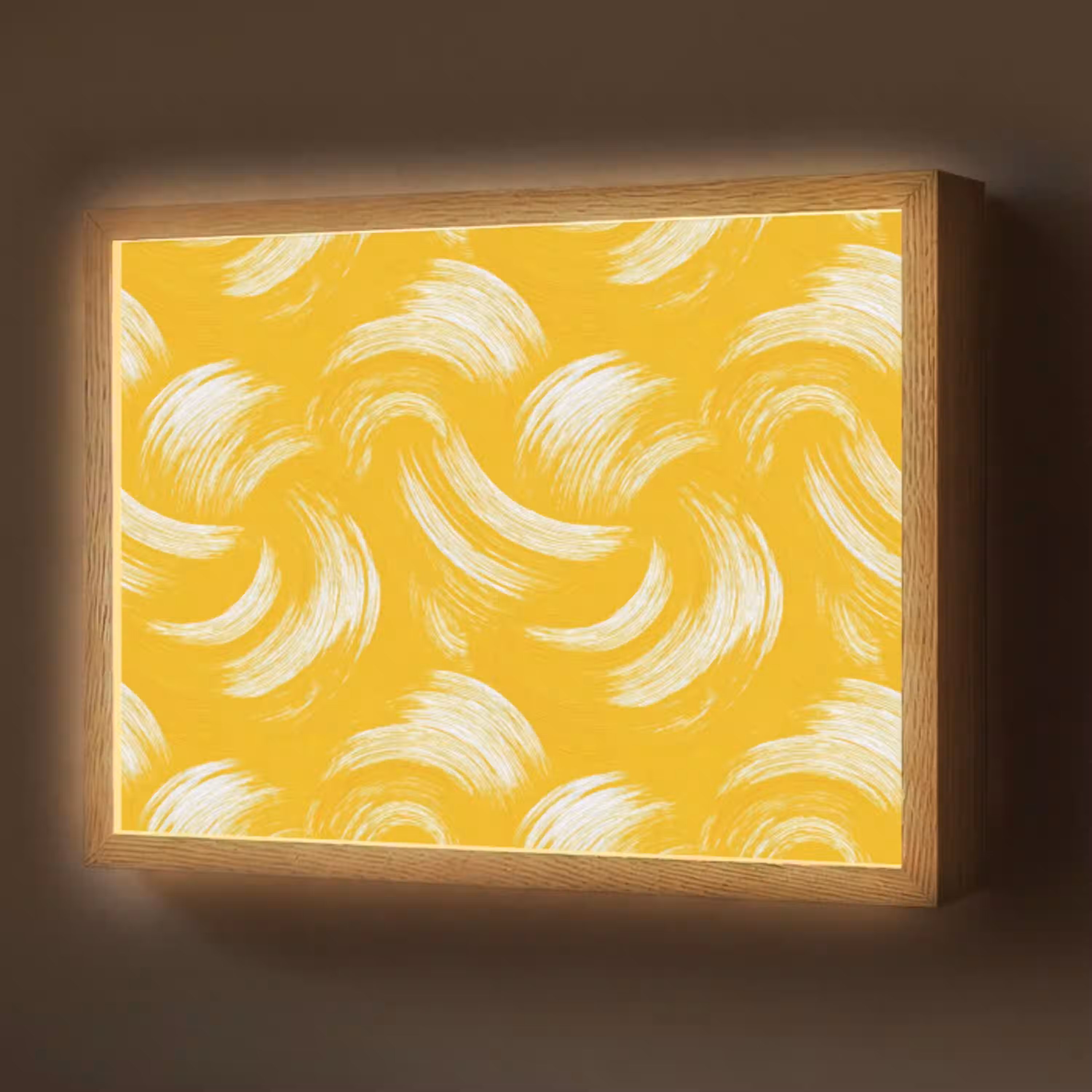 Verfstreken - Abstract - Dynamisch - Geel Light Box met batterij (Wandlamp) middel 907 -z3d_website