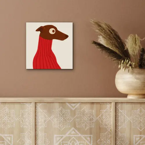 Silhouet - Hond - Trui - Rood aluminium wit klein -sfeer4