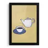 Theepot - Kopje - Beige - Illustratie fotolijst zwart zonder passe partout klein -3d