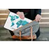 Wereldkaart - Blauw - Kleurrijk laptophoes neopreen klein -tas