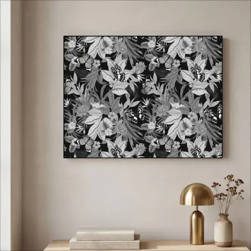 Zomer - Vlinder - Zwart - Grijs Textielframe zwart klein 947 -sfeer2