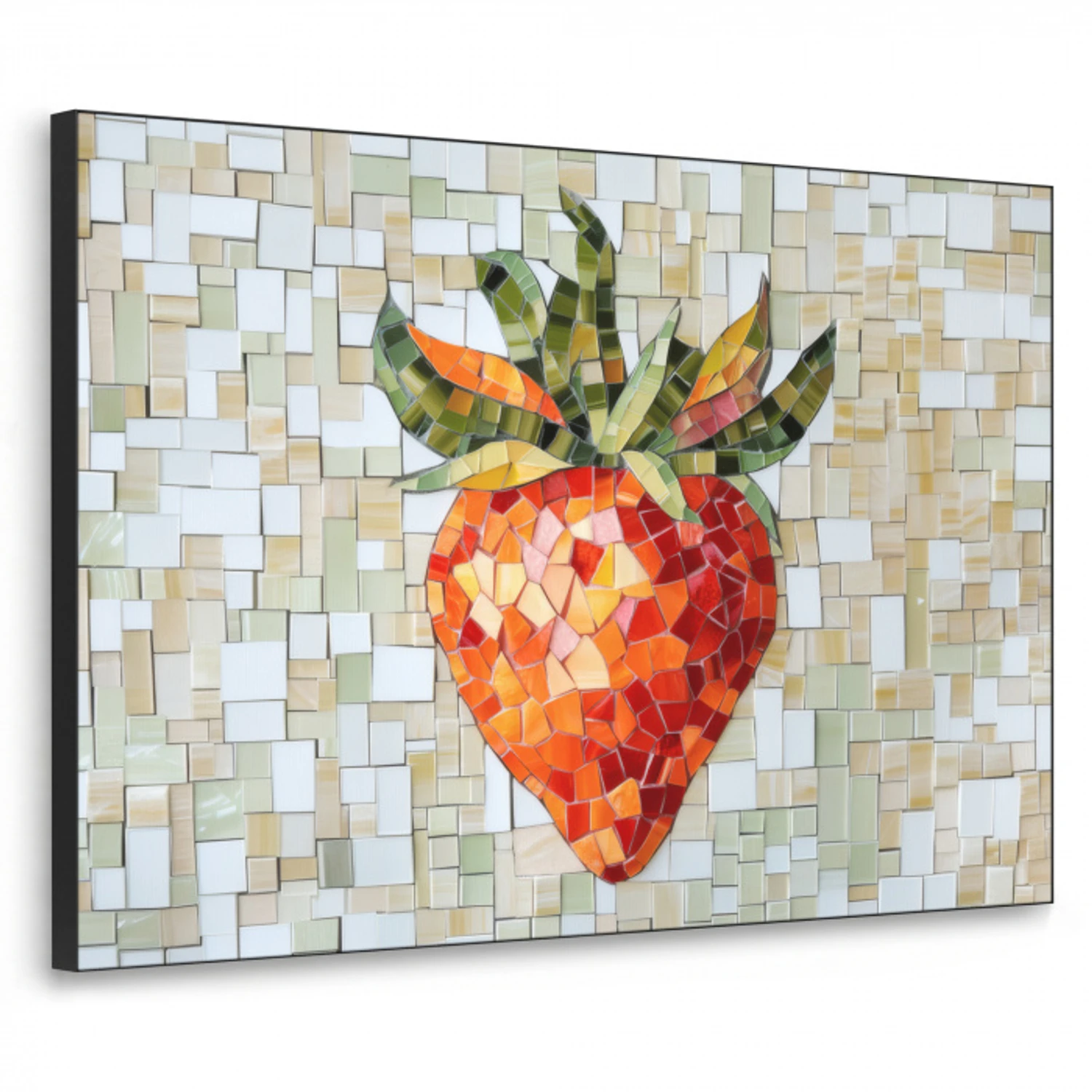 Aardbei - Rood - Mozaïek - Fruit Textielframe - compleet frame klein -3d