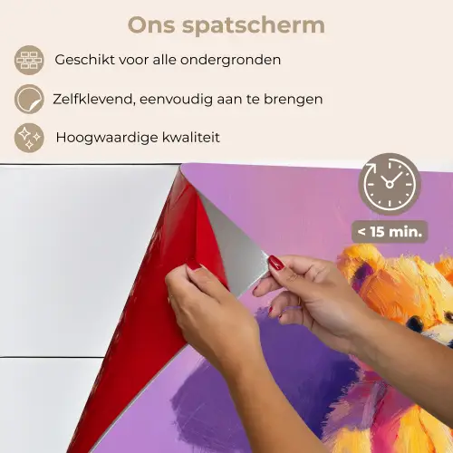 Teddybeer - Schaduw - Penseelstreken - Paars keuken achterwand spatscherm klein -spatscherm_NL