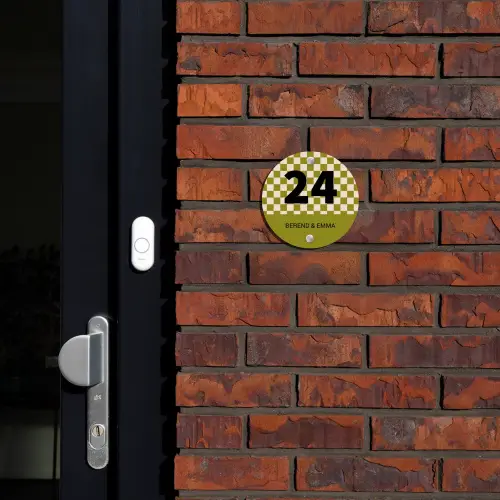 Olijfgroen - Blokjes - Klassiek Naambord Rond klein -sfeer1-rond-XS