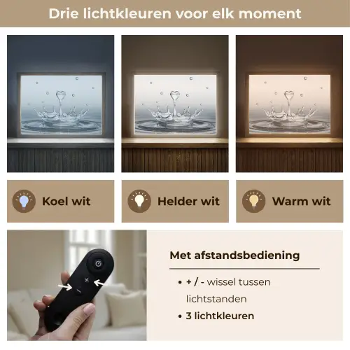 Abstract - Modern - Water - Hart Light Box met batterij (Wandlamp) middel -USP_lichtkleurNL