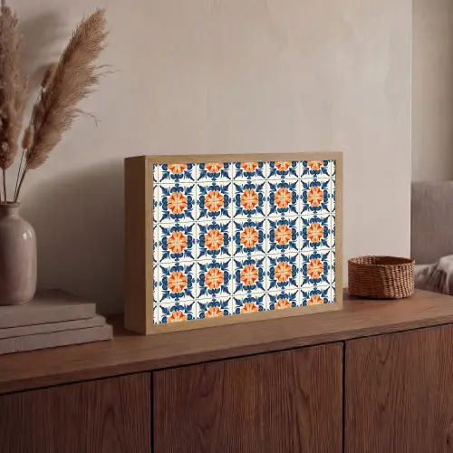 Traditioneel - Tegel - Oranje Light Box met batterij (Wandlamp) middel 907 -sfeer2