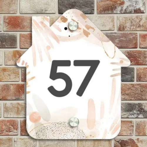 Abstract beige - Traditioneel Naambord Huisje klein -sfeer6