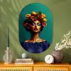 Vrouw - Hoodtooi - Tropisch - Fruit - Druiven Wandcirkel Ovaal Glas middel -sfeer2