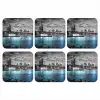 New York - Skyline - Stad - Blauw onderzetter kurk middel -3d