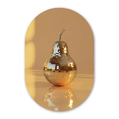 Goud - Disco - Glitter - Peer Wandcirkel Ovaal Glas middel -3d
