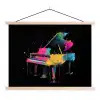 Piano - Kleurrijk - Verf - Modern textielposter latten blank klein -3d