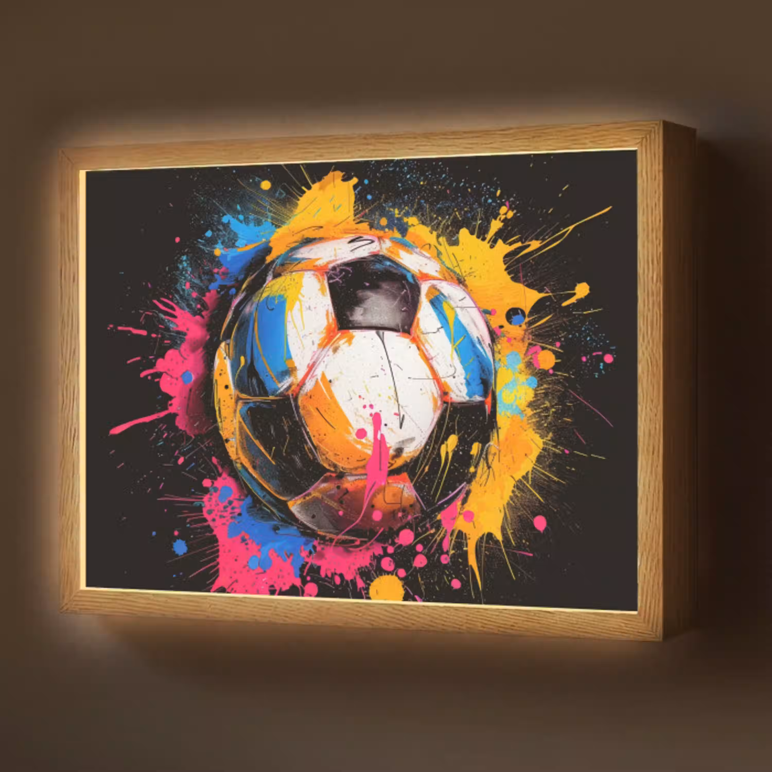 Graffiti - Sport - Voetbal - Verf - Bal Light Box met batterij (Wandlamp) middel -z3d_website