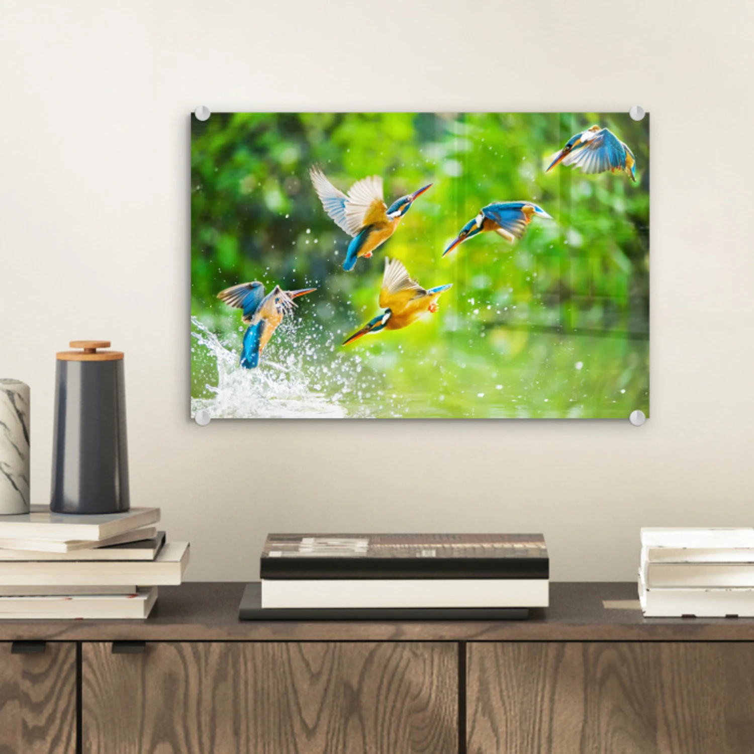 IJsvogels vliegen in het water plexiglas 5mm klein -sfeer1