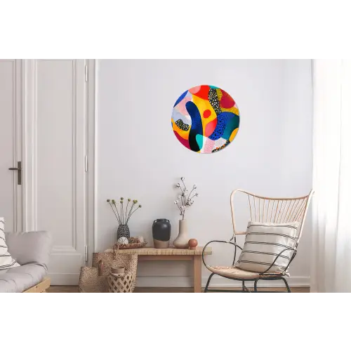 Vormen - Abstract - Stippels - Blauw Wandcirkel aluminium klein -woonkamer