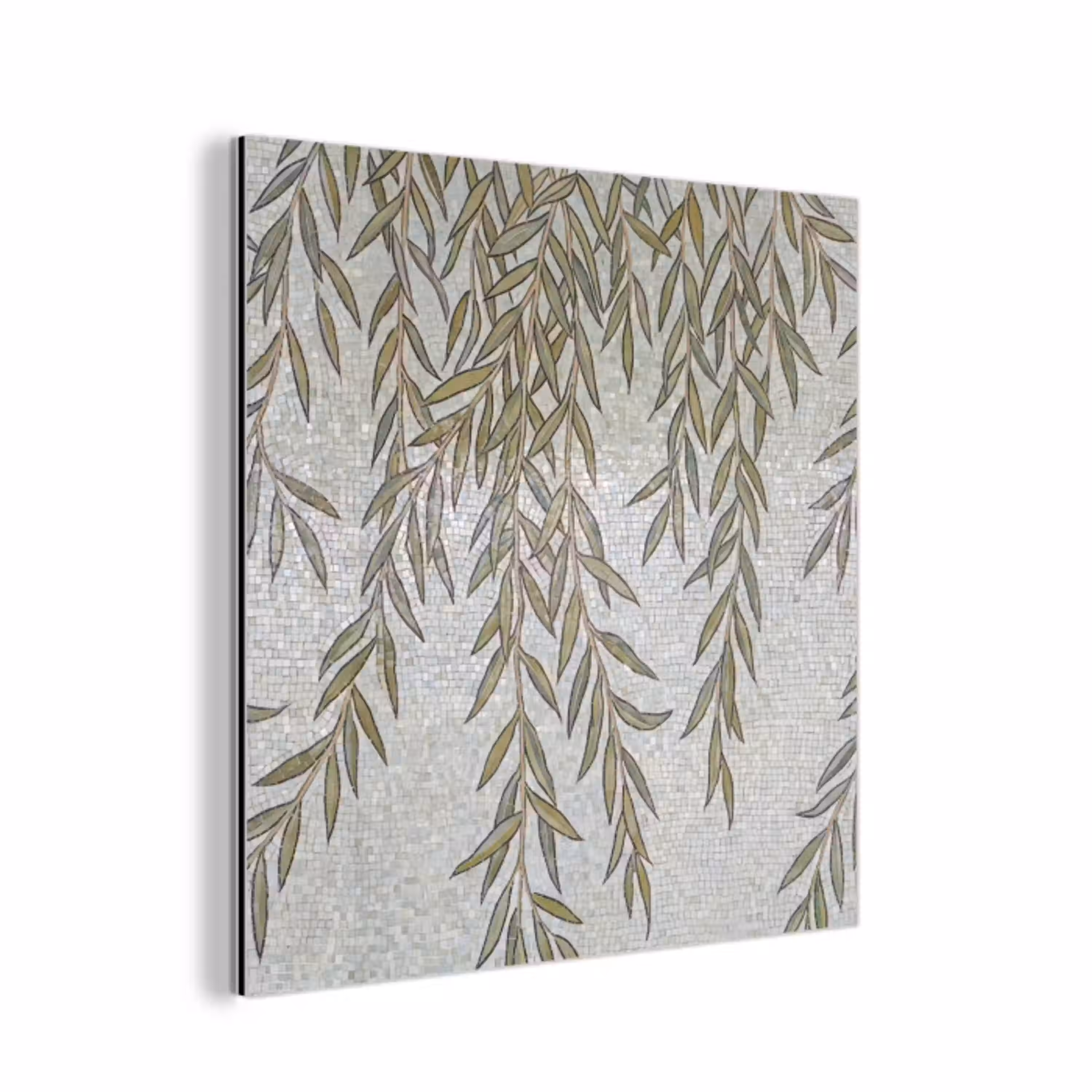Planten - Mozaïek - Patroon - Groen - Blauw aluminium wit klein -3d