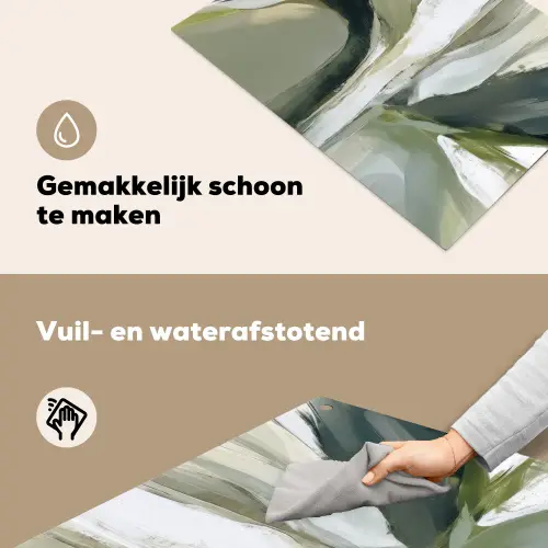 Natuur - Abstract - Groen - Penseelstreken Inductie beschemer met haakjes klein -ky-schoon-nl