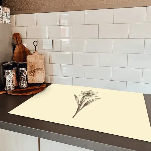 Zwart - Narcis - Illustratie Inductie beschermer vinyl 3mm klein -sfeer3