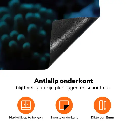 Vis - Stippen - Koraal - Blauw Inductie beschermer vinyl 3mm klein -zzzzzzz-td-onderkant