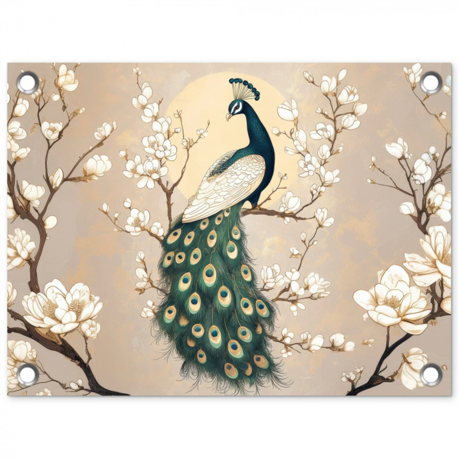 Pauw - Tak - Bloemen tuinposter los doek klein -3d