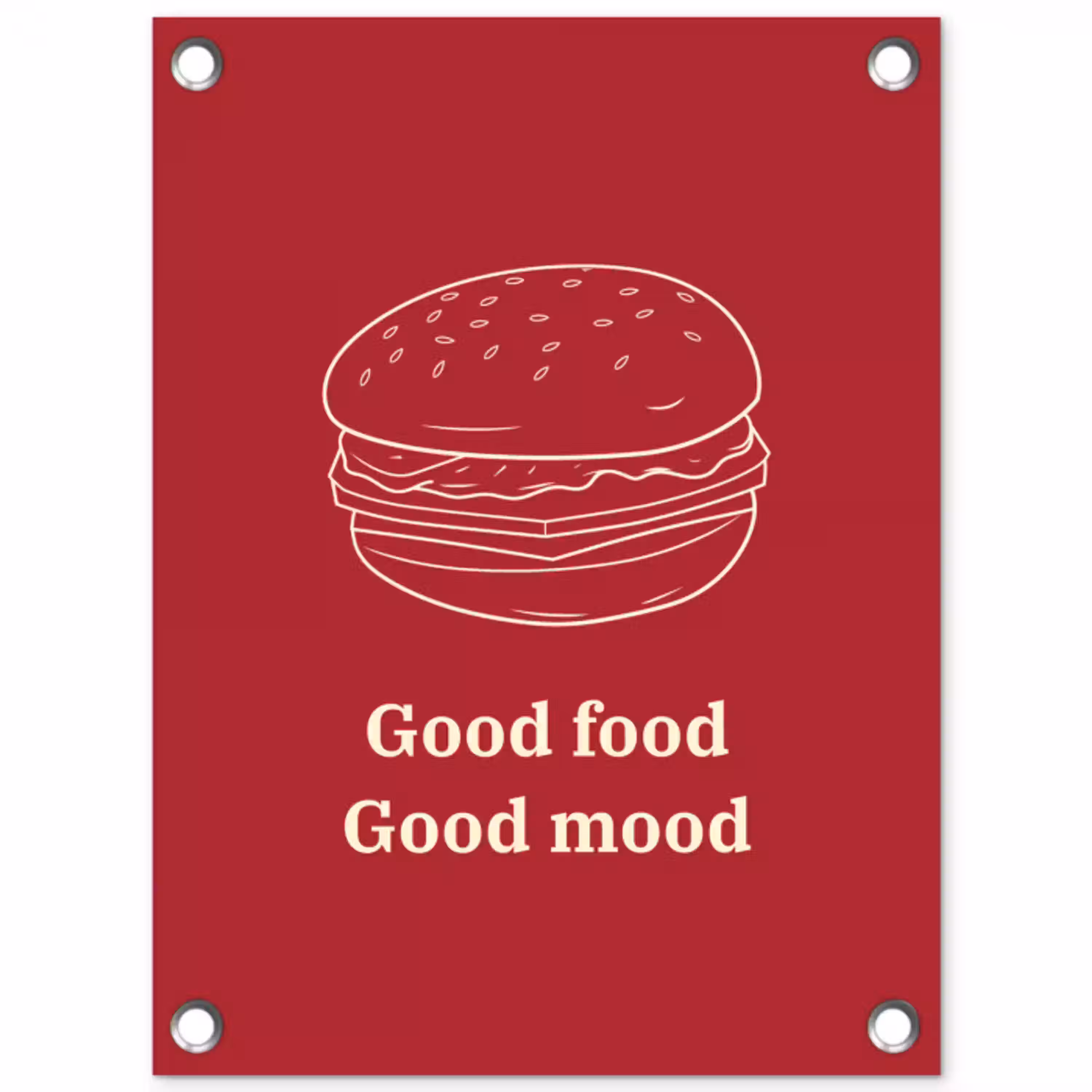 Dieprood - Lijntekening - Tekst - Hamburger tuinposter los doek klein -3d