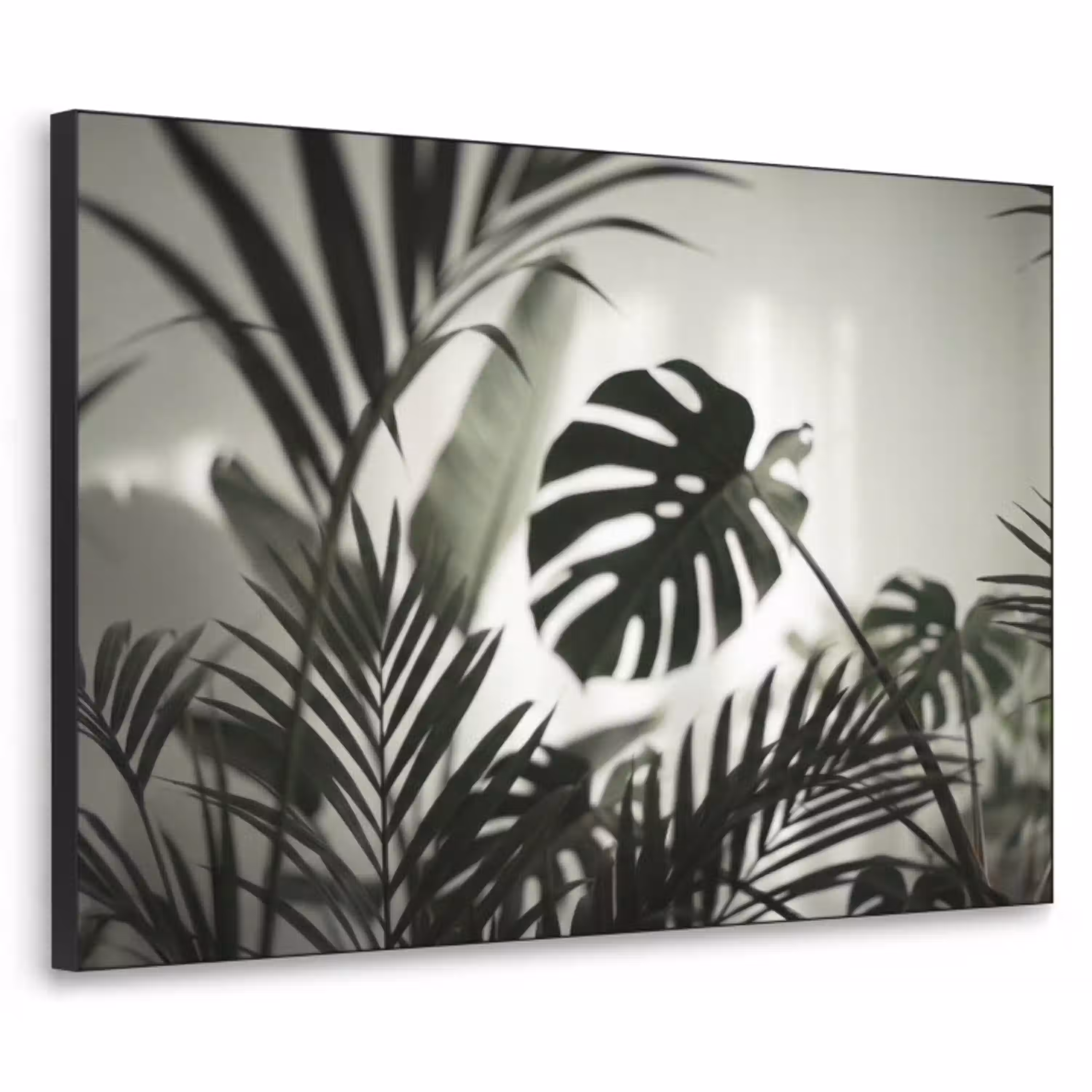 Planten - Bladeren - Natuur - Minimalistisch - Groen Textielframe zwart klein -3d