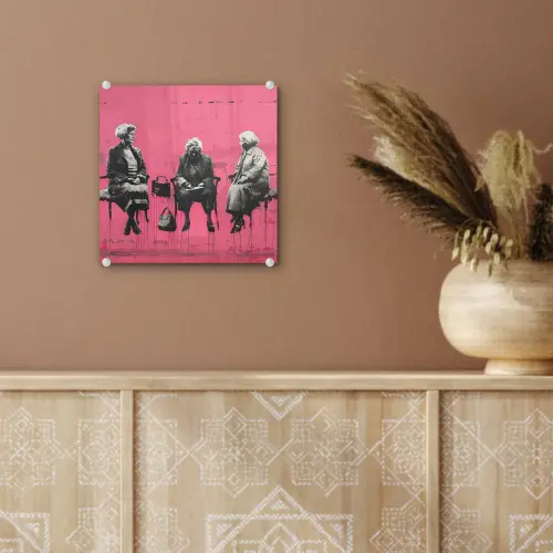 Graffiti - Vintage - Zwart - Street art - Roze - Banksy plexiglas 5mm klein -sfeer5