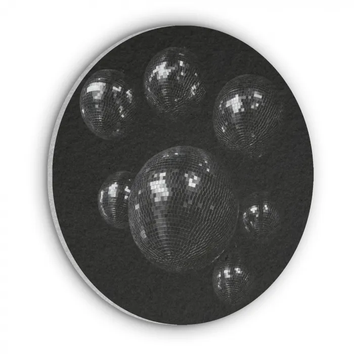Discoballen - Minimalistisch - Zwart Akoestische PET Vilt - Rond klein -3d