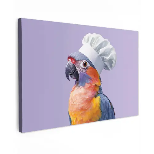 Papegaai - Koksmuts - Paars - Cute canvas 2cm klein -z3d