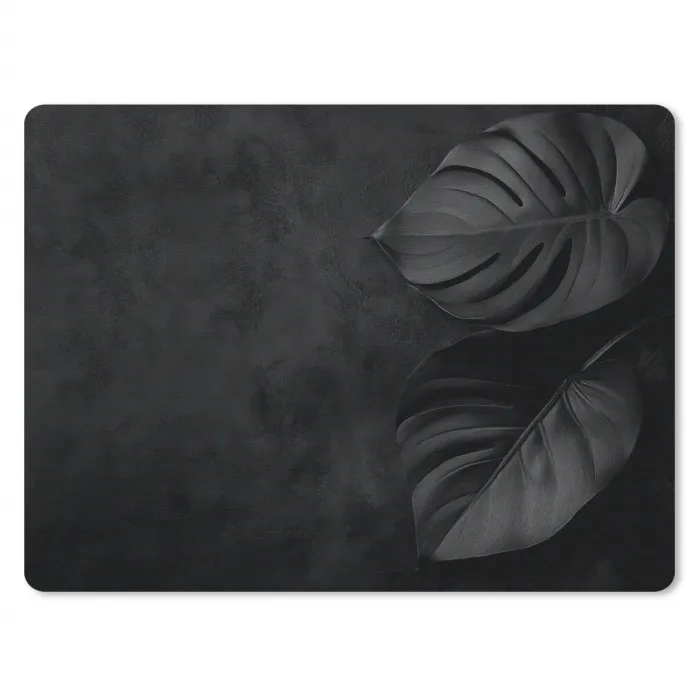 Zwart - Blad - Monstera muismat rubber klein -3d