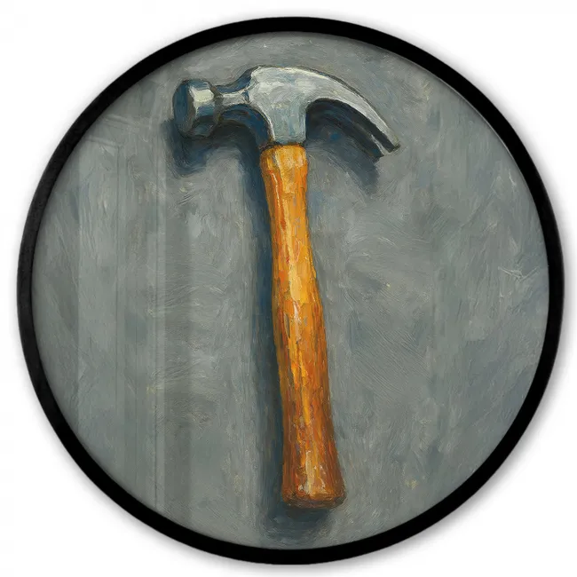 Hamer - Schilderij - Gereedschap Fotolijst rond zonder passe partout klein -3d