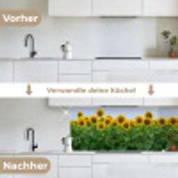 Zonnebloemen - Geel - Natuur keuken achterwand 2 middel -voor-na_DE