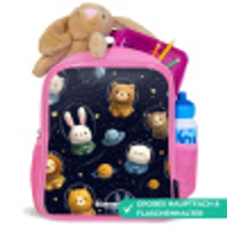 Dieren - Astronaut - Planeten - Sterren Kinderrugzak - Roze middel -inhoud_DE