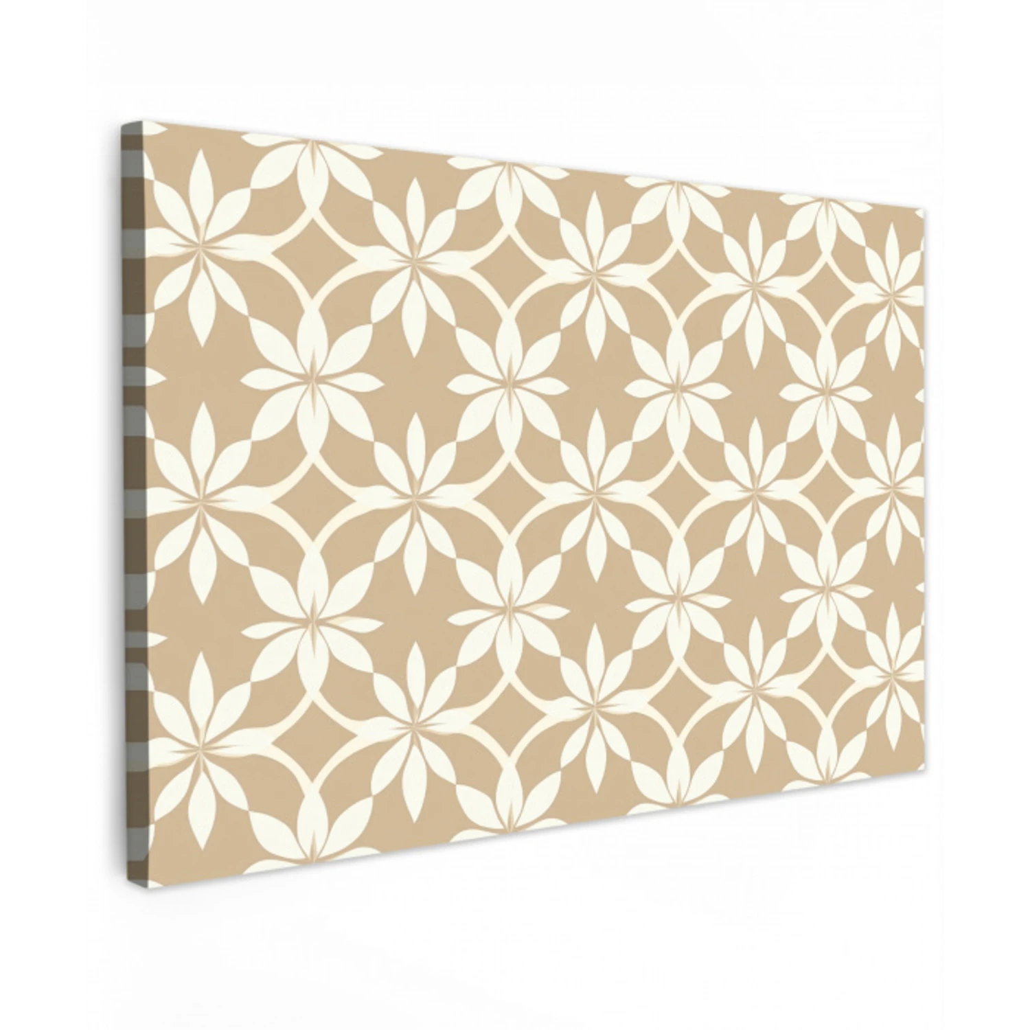 Bloemen - Patroon - Beige canvas 2cm klein 34 -z3d