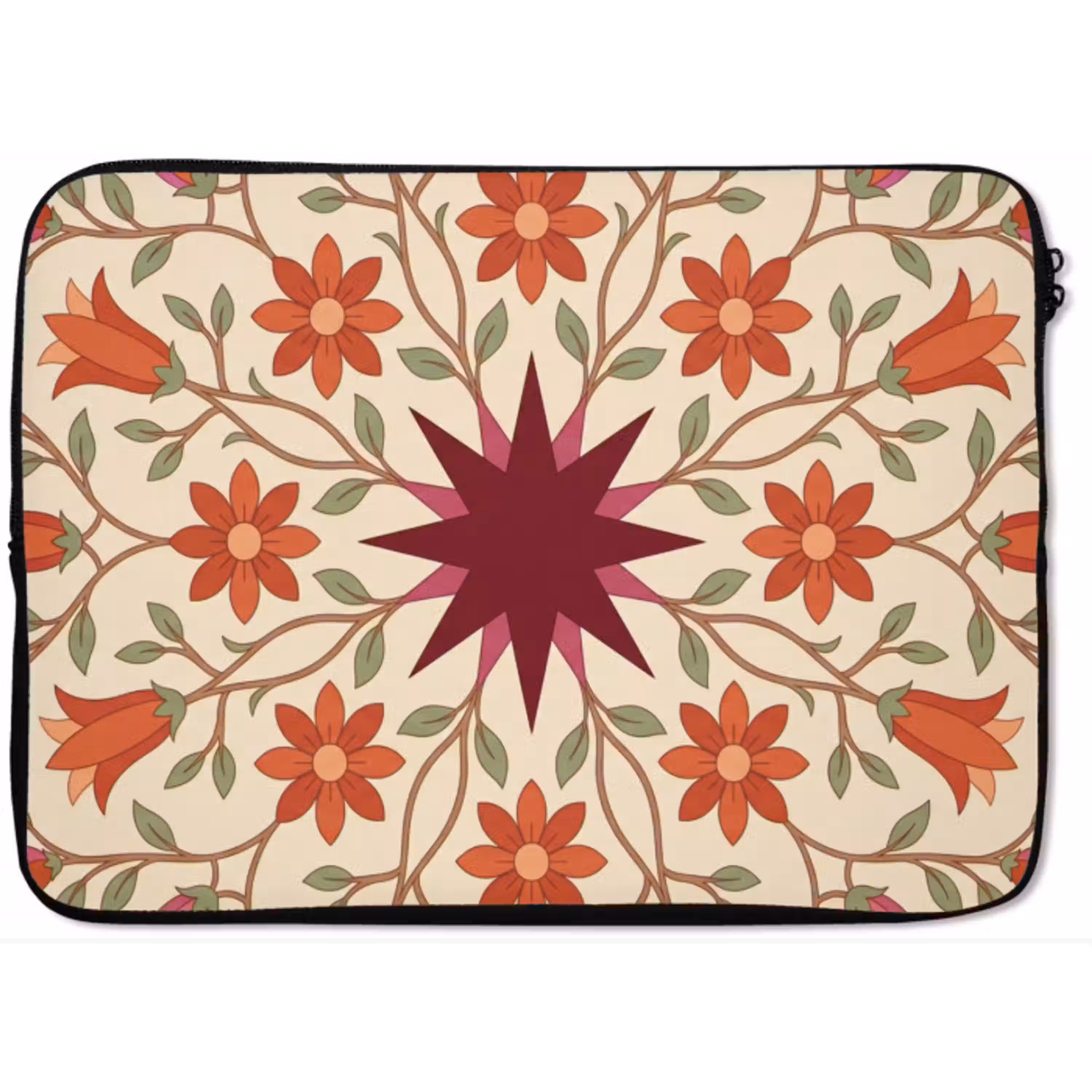 Bloemen - Mandala - Decoratief - Rood laptophoes neopreen klein -zkaufland3dotto