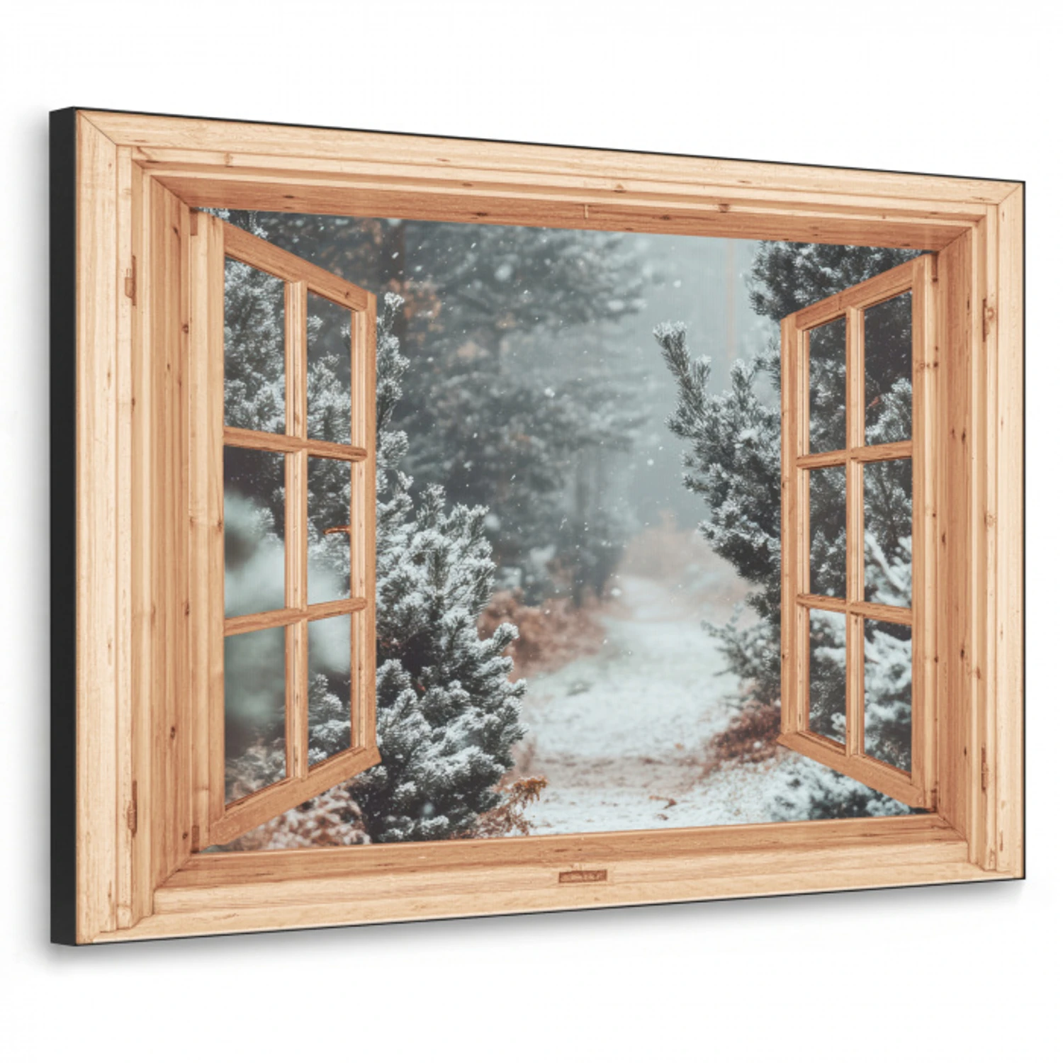 Bos - Winter - Bomen - Natuur - Pad - Doorkijk Textielframe - compleet frame klein -3d
