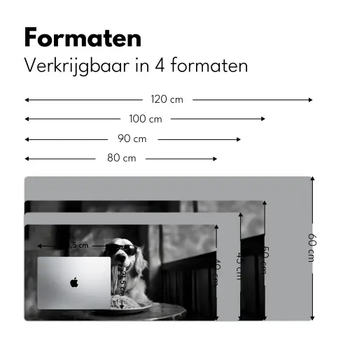 Golden Retriever - Hond - Vrolijk -  Bord spaghetti - Zwart - wit Muismat XXL klein -sfeer5