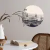 Mistig - Berglandschap - Illustratie Wandcirkel behangsticker klein -sfeer3