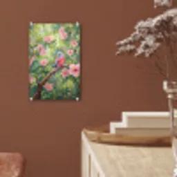 Papagaai - Hibiscusbloemen - Kleurrijk plexiglas 5mm klein -sfeer5