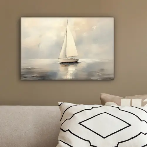 Zeilschip - Zee - Bewolkt canvas 2cm klein -sfeer3