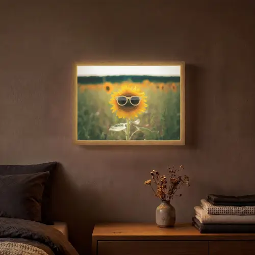 Zonnebloem - Veld - Zonnebril Light Box met batterij (Wandlamp) middel -sfeer4
