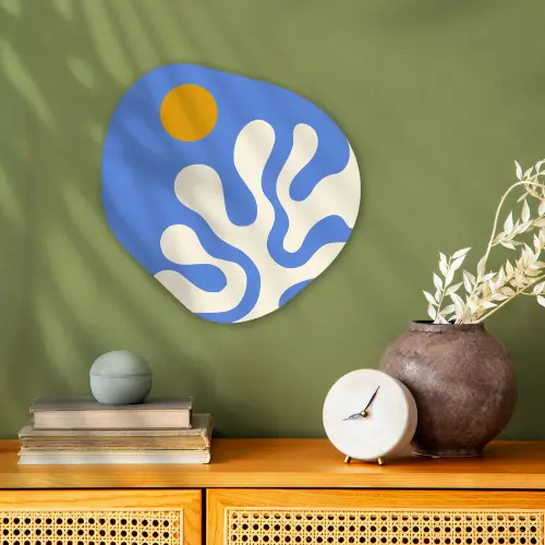 Minimalistisch - Organisch patroon - Blauw Wandcirkel Organisch Forex 3mm klein -sfeer2