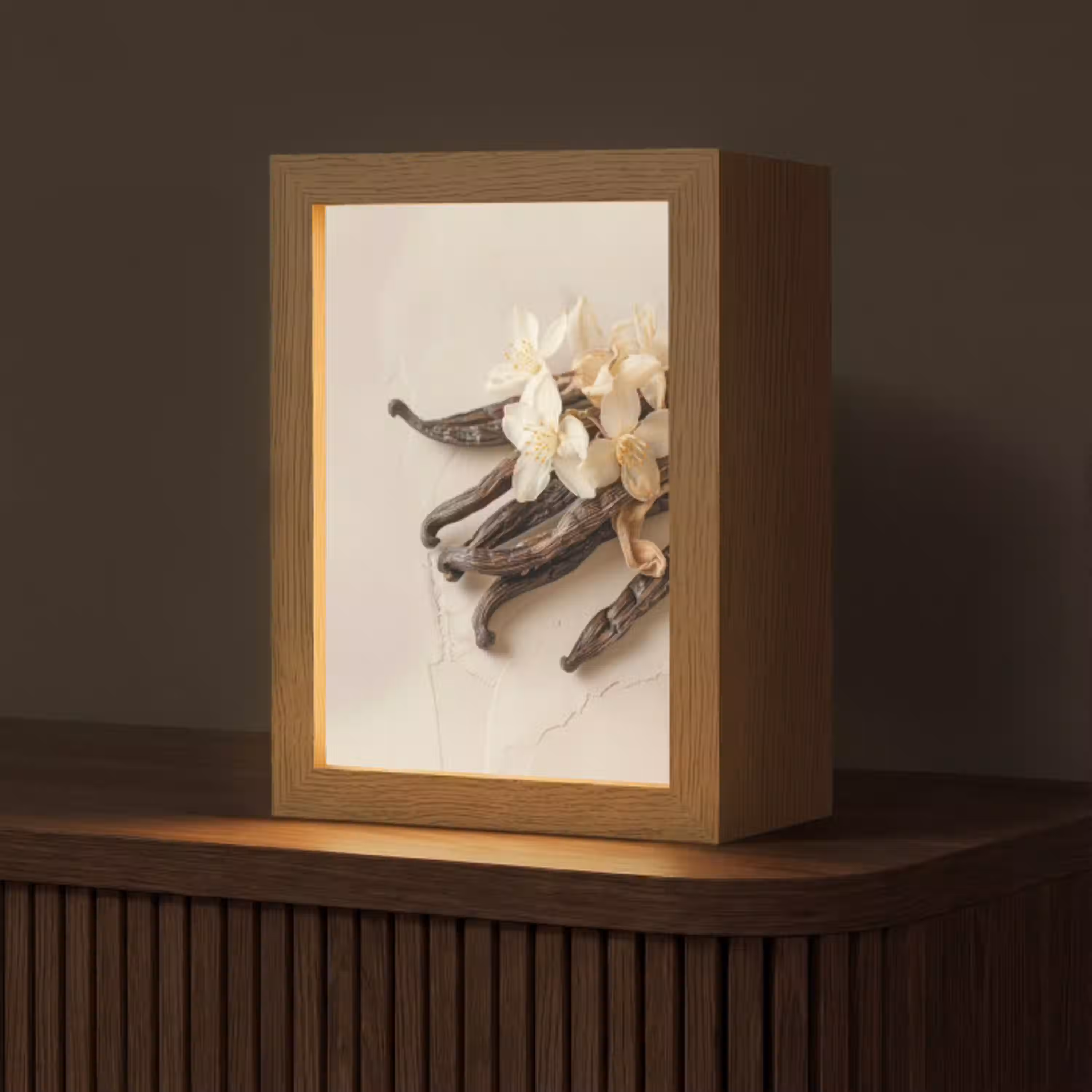 Vanille - Bloemen - Beige Light Box met kabel (Tafellamp) klein -z3d_website